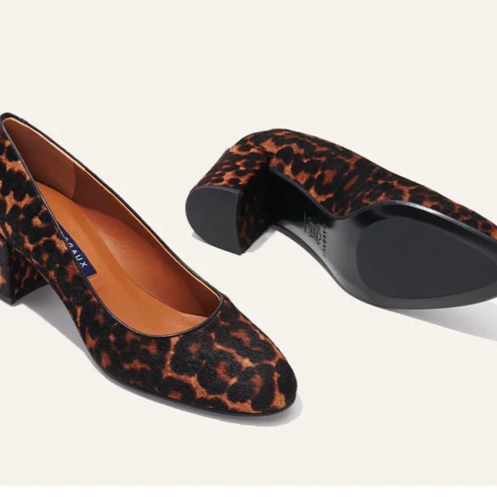 Margaux Leopard Print Heels with Chunky Block Heel Brand New